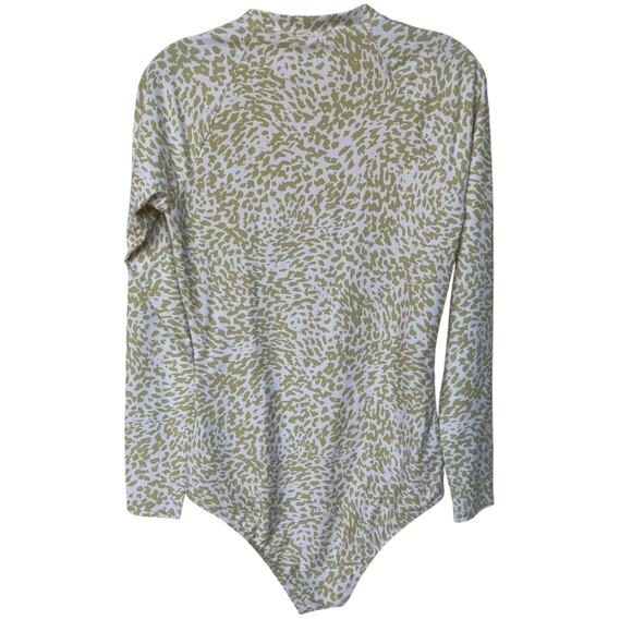 Sporti x Stef Corgel Lime Green Cheetah Print Long Sleeve Zip Front Swimsuit XL - Picture 2 of 12